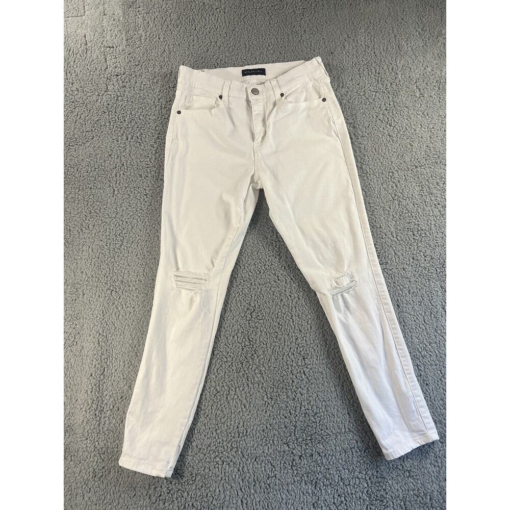 White Skinny Jeans Women 8‎ 28x27 Mid Rise Distressed Casual Night Out Preppy